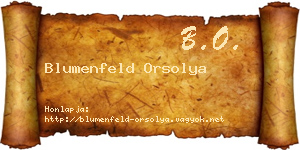 Blumenfeld Orsolya névjegykártya